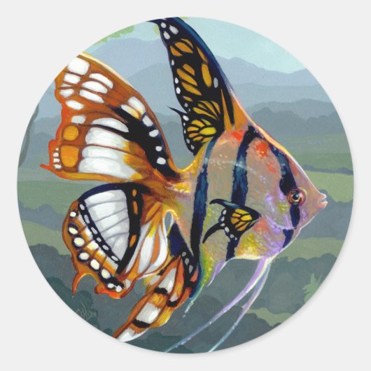 『Poissons Volants : Etude I』ステッカー ラウンドシール (正面)