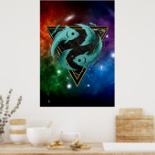 Poissons Zodiaque Cadeau Astrologie ポスター (キッチン)