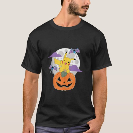Pok mon Halloween Pumpkin Pikachu Zubats Moon Tank Tシャツ (正面)