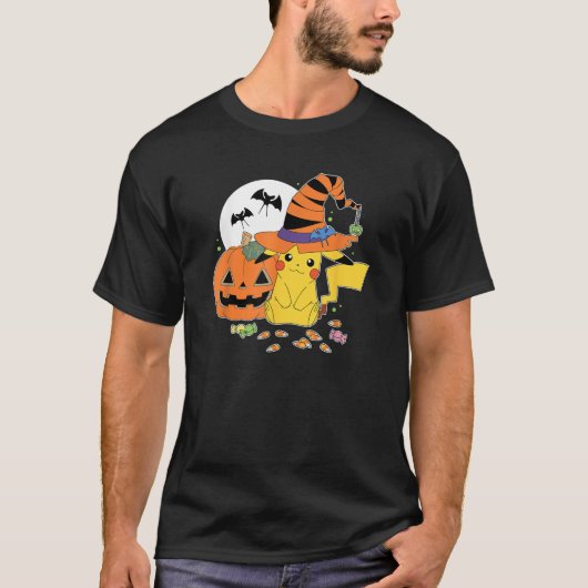 Pok mon Witch Pikachu With Candy Tシャツ (正面)