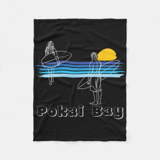 Pokai Y Surfing Beach Surf Guy Girl  フリースブランケット (正面)