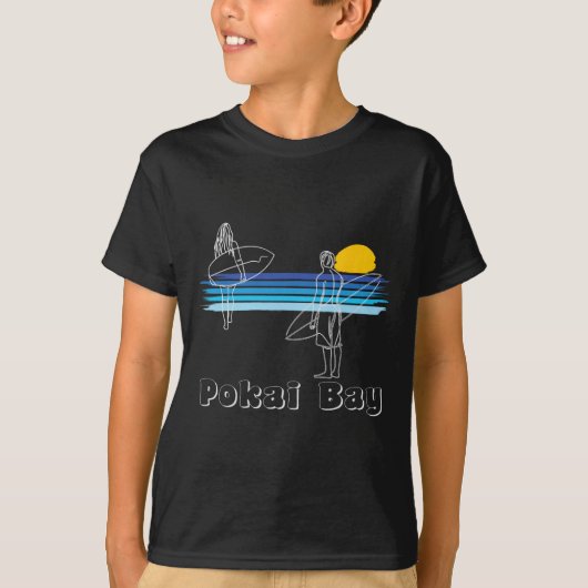 Pokai Y Surfing Beach Surf Guy Girl Tシャツ (正面)