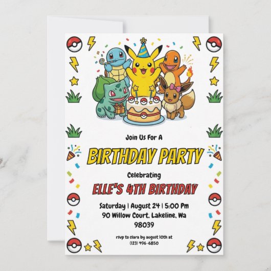 Pokémon Birthday Invitations 招待状 (正面)