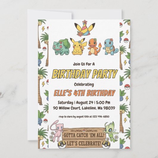 Pokémon Birthday Invitations 招待状 (正面)