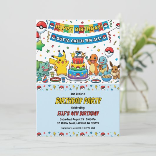 Pokémon Birthday Invitations 招待状 (スタンド正面)