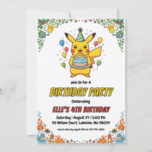 Pokémon Birthday Invitations 招待状 (正面)