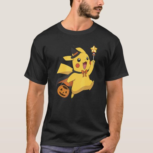 Pokémon Halloween Pikachu Trick or Treating Tシャツ (正面)
