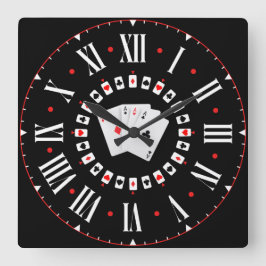 Poker Ace Of Spades With Roman Numerals スクエア壁時計