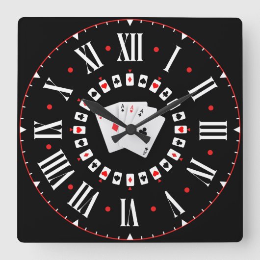 Poker Ace Of Spades With Roman Numerals スクエア壁時計 (正面)