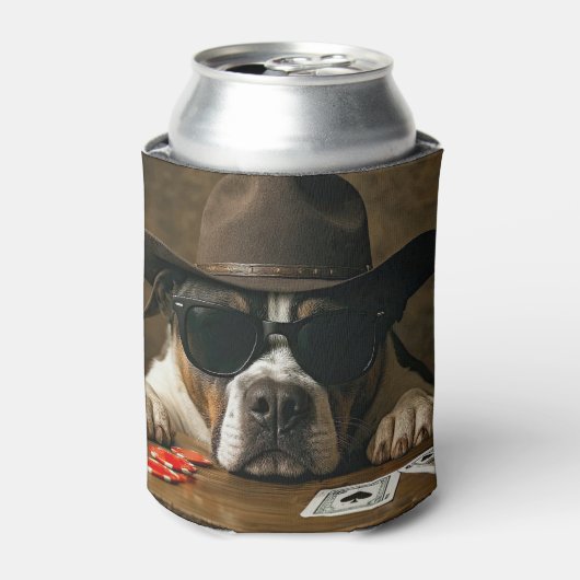 Poker Black Jack Western Pitbull Cute 缶クーラー (缶正面)