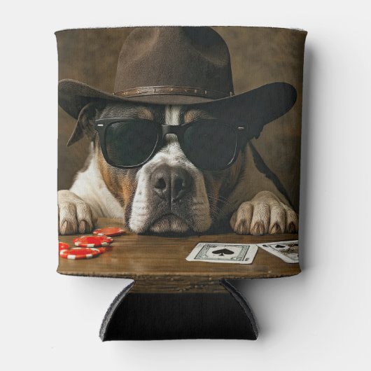 Poker Black Jack Western Pitbull Cute 缶クーラー (正面)