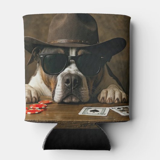 Poker Black Jack Western Pitbull Cute 缶クーラー (裏面)