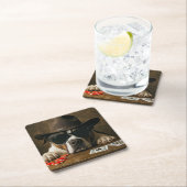 Poker Blackjack Western Pitbull Cute スクエアペーパーコースター (インサイチュ)