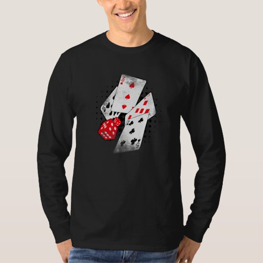 Poker Casino Playing Cards Dice 8375 BETS Winner H Tシャツ (正面)