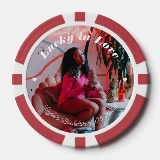 Poker Chip Bachelorette Hen Party Invite Favor ポーカーチップ (正面)