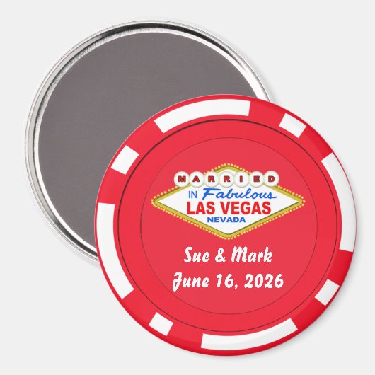 Poker Chip Magnet Married in Las Vegas マグネット (正面/裏面)