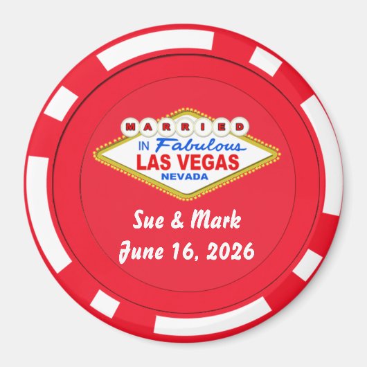 Poker Chip Magnet Married in Las Vegas マグネット (正面)