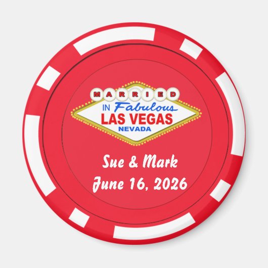 Poker Chip Magnet Married in Las Vegas 2022 マグネット (正面)