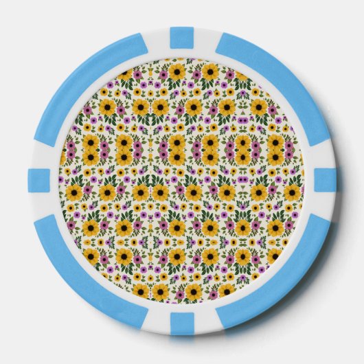 Poker chips with a vibrant floral pattern ポーカーチップ (正面)