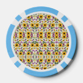 Poker chips with a vibrant floral pattern ポーカーチップ (裏面)