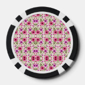 Poker chips with a vibrant pink floral pattern  ポーカーチップ (裏面)