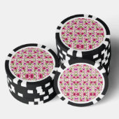 Poker chips with a vibrant pink floral pattern  ポーカーチップ (積み重ね)