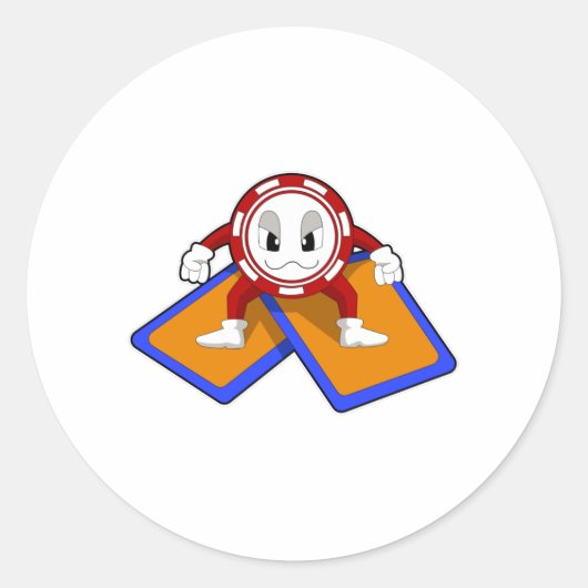 Poker chips with Poker cards ラウンドシール (正面)