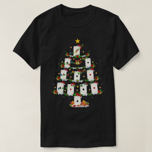 Poker Game Lover Xmas Lights Poker Christmas Tree  Tシャツ (デザイン正面)