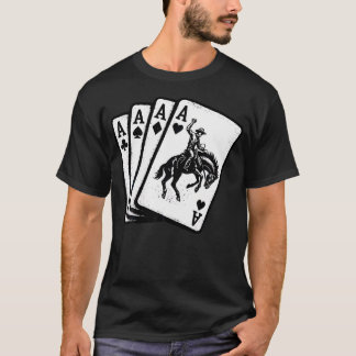Poker Hand 4 Aces Bronco Riding Cowboy Rodeo Tシャツ