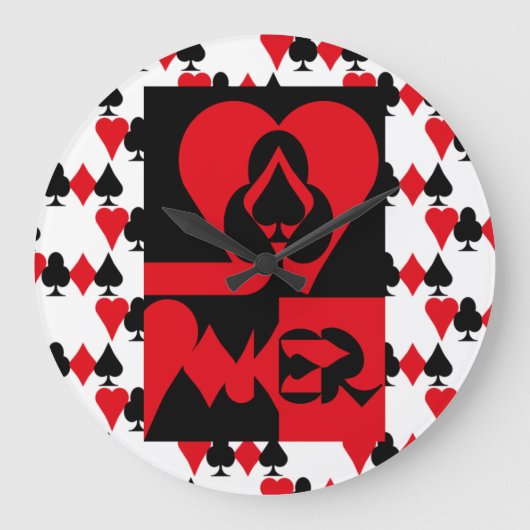 POKER NEW ORIGINAL pixelat by Masanser ラージ壁時計 (正面)