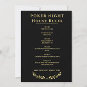 Poker Night House Rules Sign Black and Gold (正面)