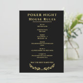 Poker Night House Rules Sign Black and Gold (スタンド正面)