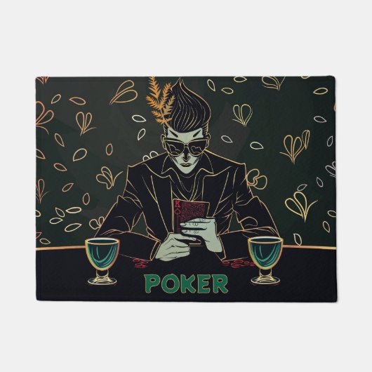 Poker Night - Stylish Card Player  ドアマット (正面)
