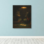 Poker Night | Wolf and Doberman Noir Art キャンバスプリント (インサイチュ (ウッドフロア))