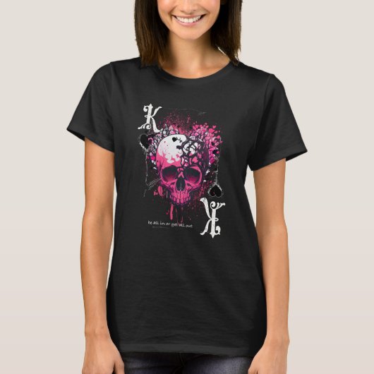Poker Playing Card Apparel King Of Hearts Skull Tシャツ (正面)