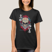 Poker Playing Sugar Skull Spades King Dia De Muert Tシャツ (正面)