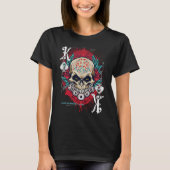 Poker Playing Sugar Skull Spades King Dia De Muert Tシャツ (正面)