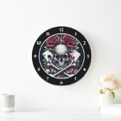 Poker Skull Clock ラージ壁時計 (ホーム)