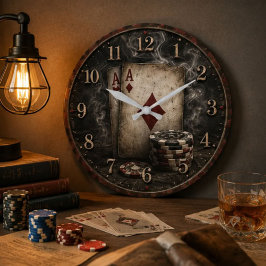 Poker Vintage Casino Decor ラージ壁時計