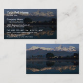 Pokhara湖上のMacchapuchhre、Pokharaの眺め、 名刺 (正面/裏面)