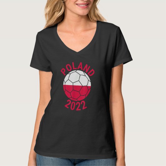 Poland 2022 Football Supporter Championship Soccer Tシャツ (正面)