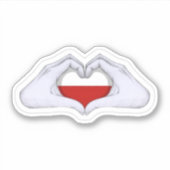 Poland Flag Heart Hands Decal Sticker シール (正面)