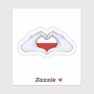 Poland Flag Heart Hands Decal Sticker シール