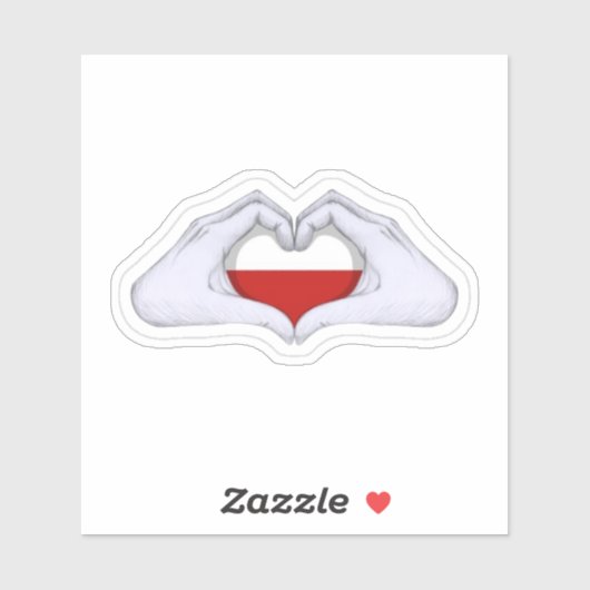 Poland Flag Heart Hands Decal Sticker シール (シート)