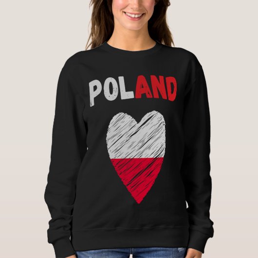 Poland Flag Holiday Poland Polska Heart Polish Fla スウェットシャツ (正面)