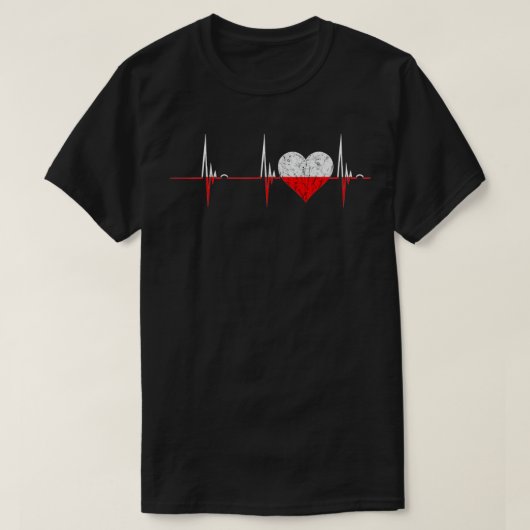 Poland Heart Polish Heartbeat EKG Pulse Polska Roo Tシャツ (デザイン正面)