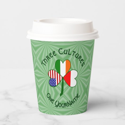 Poland Ireland USA Shamrock Flag Personalized Text 紙コップ (裏面)