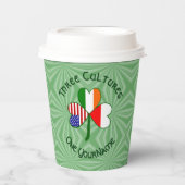 Poland Ireland USA Shamrock Flag Personalized Text 紙コップ (正面)