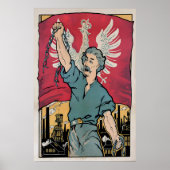Poland Propaganda Poster Workers Break Chains ポスター (正面)