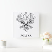 Poland's White Eagle Contemporary State Emblem  スクエア壁時計 (ホーム)